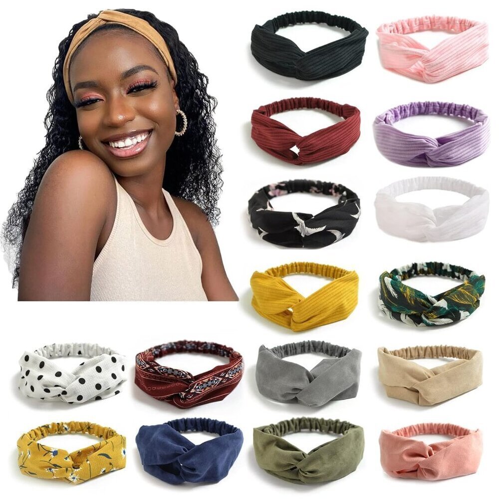 16 Pack Women Cotton Twisted Headbands Vintage Floral Hair Accessories